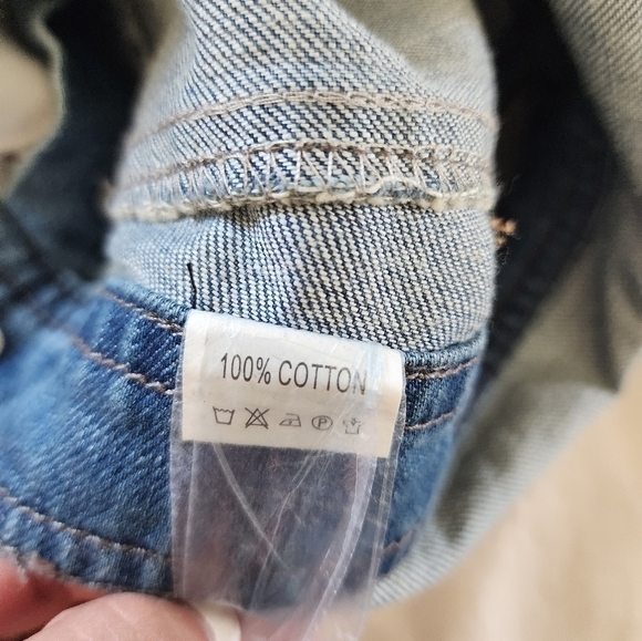 ASM Collection Denim Overalls Raw Frayed Hem NWT size XS - Picture 9 of 9